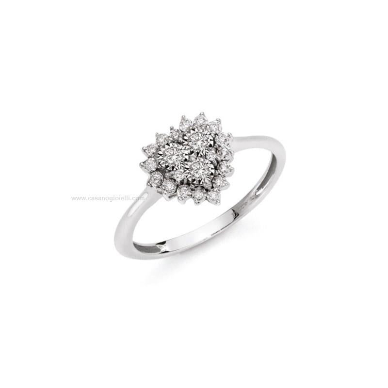 Anello di diamanti a forma di cuore in oro bianco 18kt - Donnaoro - DHAF9496.011