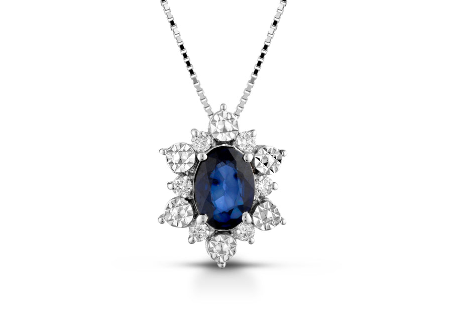 Collana con Zaffiro e Diamanti - Lucciole - CIOPURA/2Z