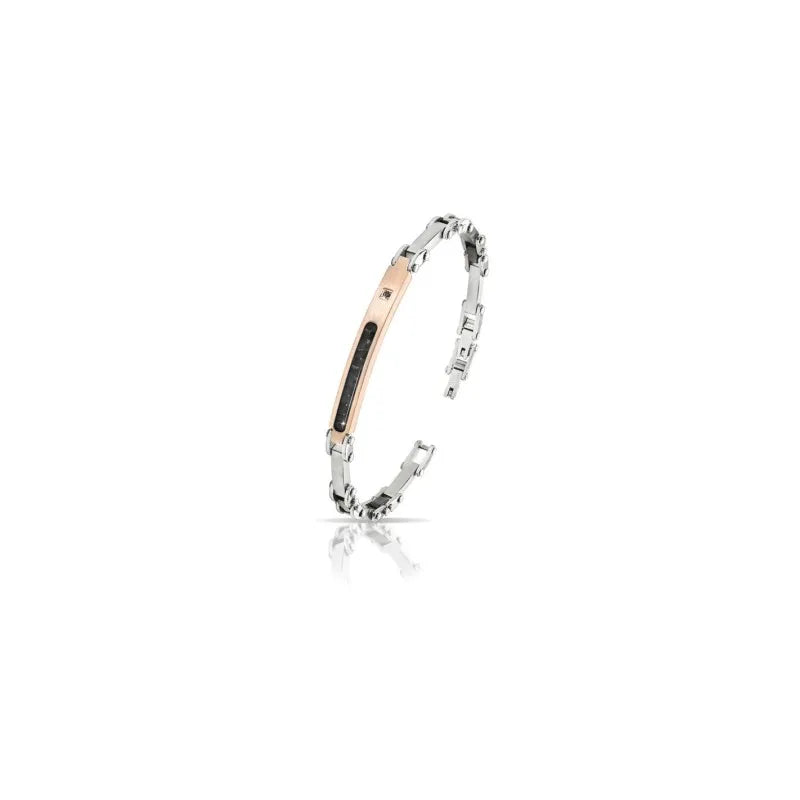Bracciale Uomo in acciaio e diamante nero 0,015 ct - Arkano - ABA012NR
