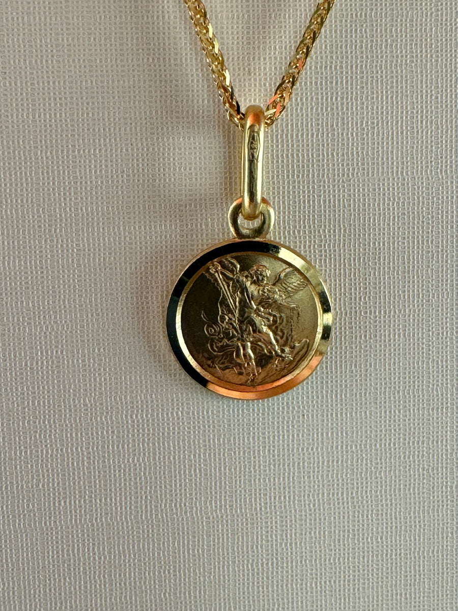Collana in oro 18 kt con medaglia San Michele Arcangelo