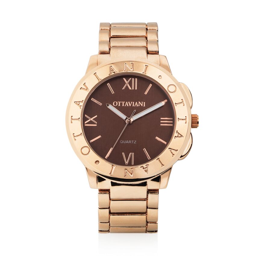 Orologio donna al quarzo in oro rosa e marrone - Ottaviani - 15362BR