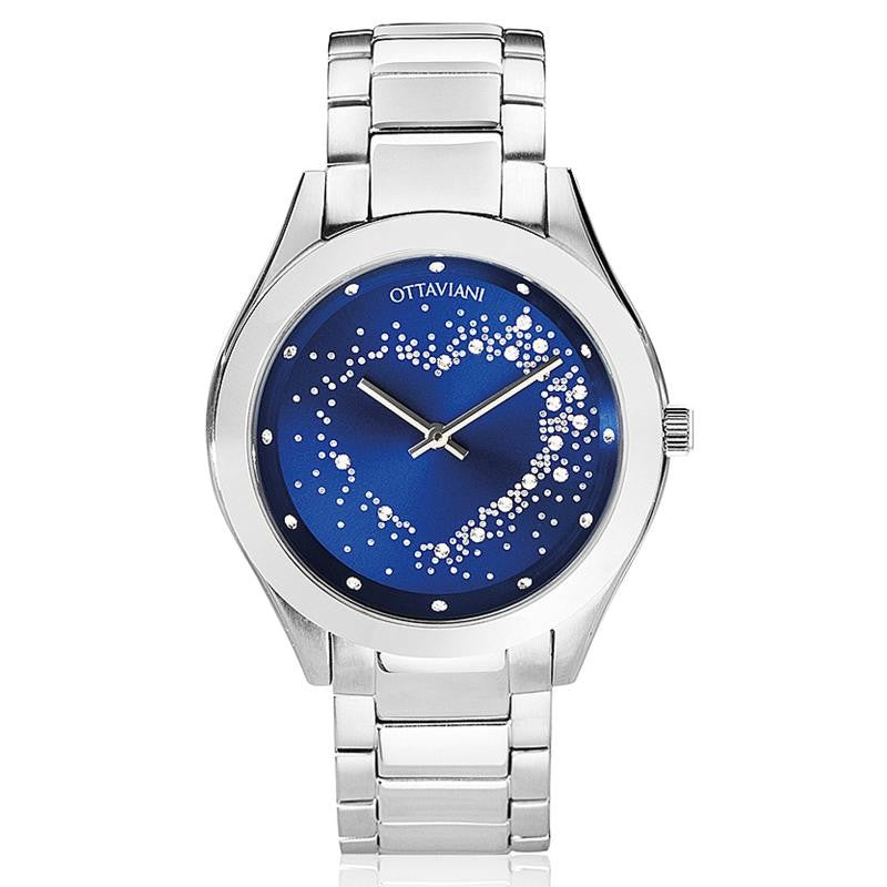 Orologio donna solo tempo in acciaio con cuore di cristalli - Ottaviani - 15387B