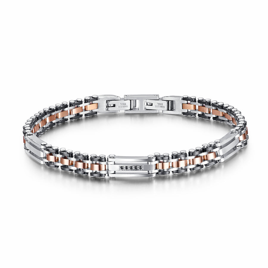 Steel bracelet with pink/black IP - Arkano jewels
