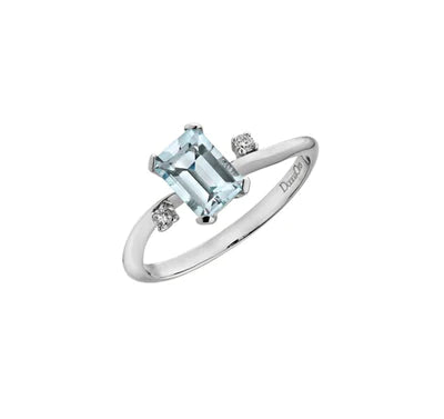 Anello donna in oro bianco 18kt con acquamarina e diamanti - Donnaoro - DHAA7192.003