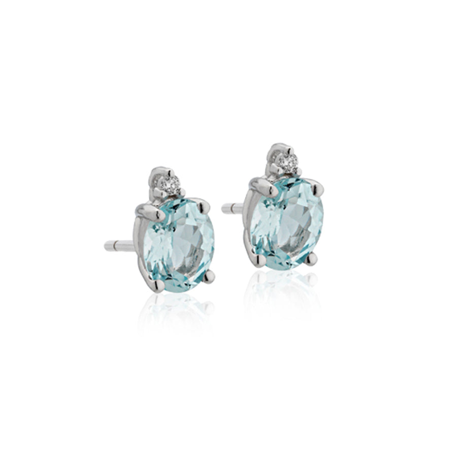 Orecchini in oro bianco 18kt con diamanti e acquamarina - Donnaoro - DHOA7185.004