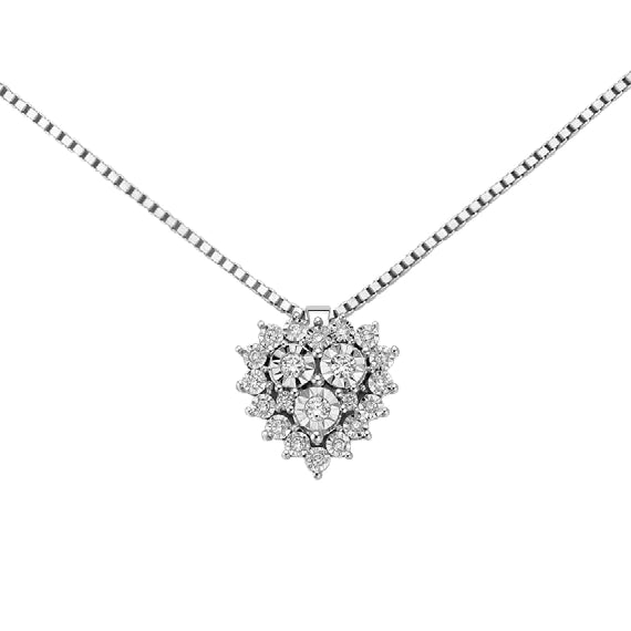 Girocollo con pendente a forma di cuore in oro bianco 18kt e diamanti - Donnaoro - DHPF9128.011