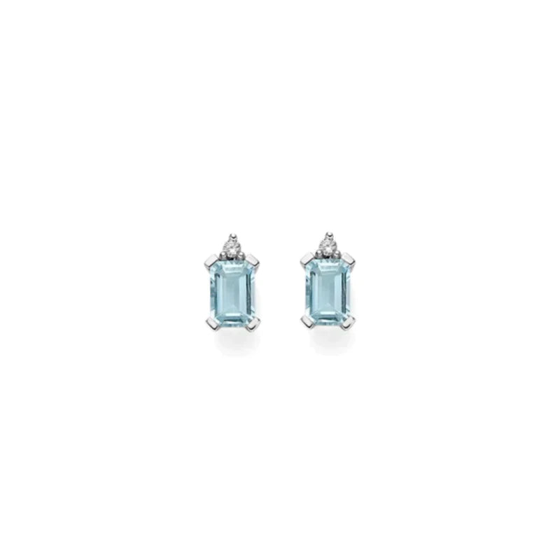 Orecchini in oro bianco 18kt con diamanti e acquamarina - Donnaoro - DHOA7186.004