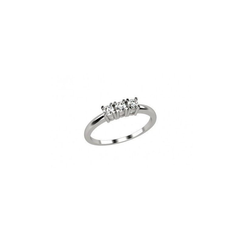 Anello trilogi in oro bianco 18kt con griffe e dischetto diamantato 0,03ct - Donnaoro - DHAT7892.003