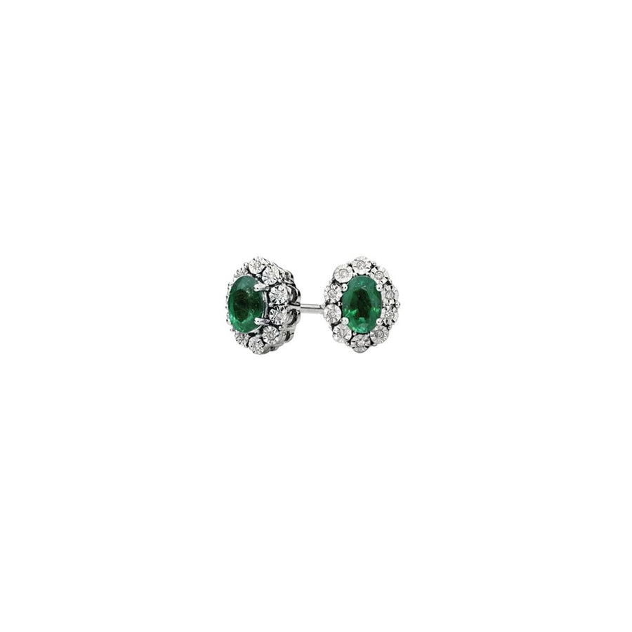 Orecchini in oro bianco 18kt con smeraldi e diamanti - Donnaoro - DCOE5413.008